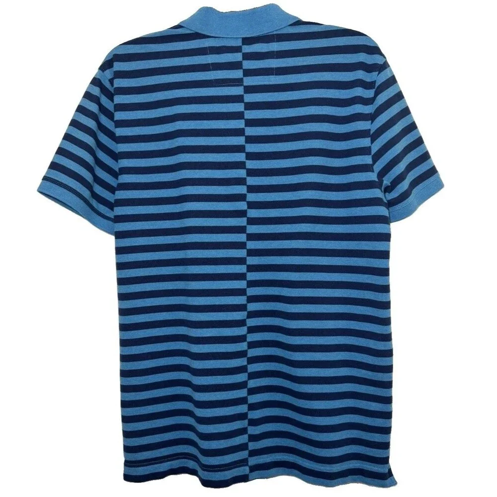Banana Republic Slim Fit Polo Shirt Men’s Large Blue Navy Striped Cotton Stretch